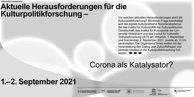01.09.2021: Panel Teilnahme, Aktuelle Herausforderungen der nationalen Kulturstatistik 01.09.2021: Panel Teilnahme, Aktuelle Herausforderungen der nationalen Kulturstatistik